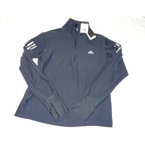 adidas Own The Run Women's Medium Running Top Blue Long Sleeve 1/2 Half Zip NWT